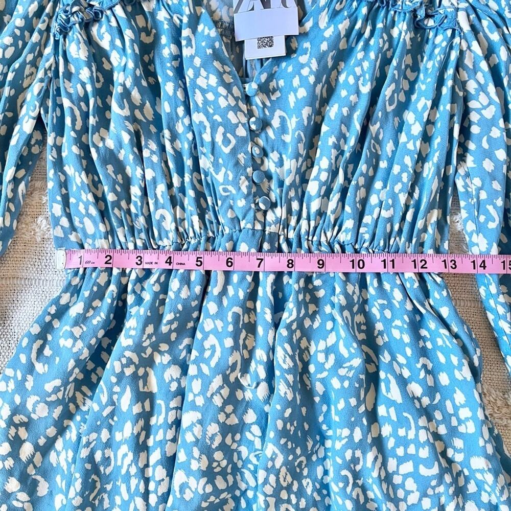 NWT Zara Animal print short dress blue medium - Picture 9 of 10